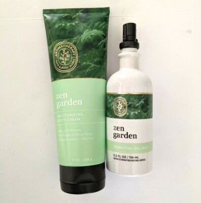 BBW Bath and Body Works Zen Garden Essential Oil Mist and Body Cream Lot 8 5.3