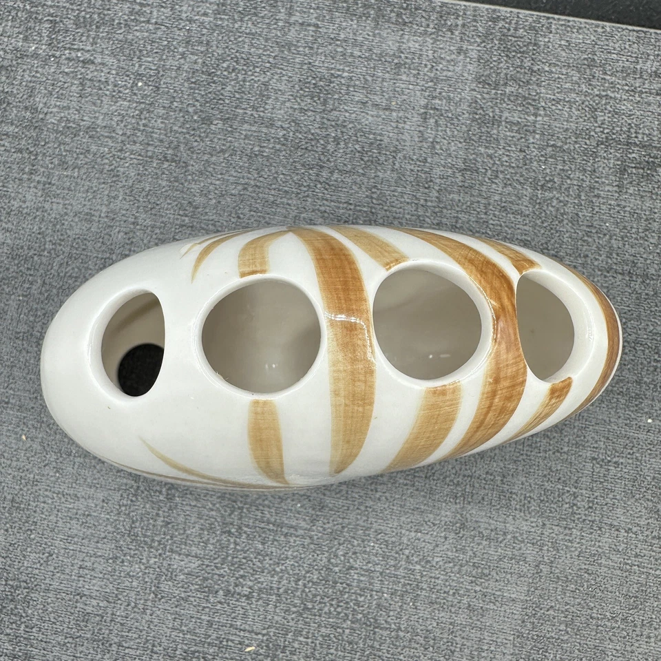 Soporte de cepillo de dientes vintage Springmaid Stripe Nautilus Seashell baño limpio Foto 2 de 4