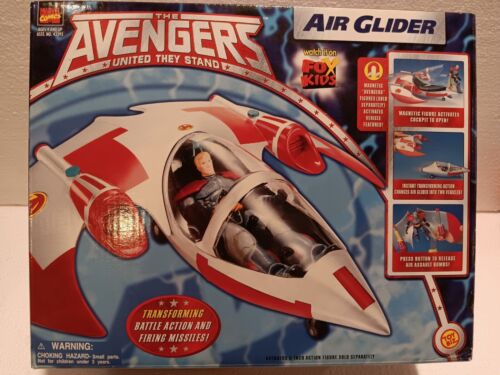 The Avengers Animated Air Glider Vehicle  ToyBiz Marvel 2000 Opened Complete - Picture 1 of 4
