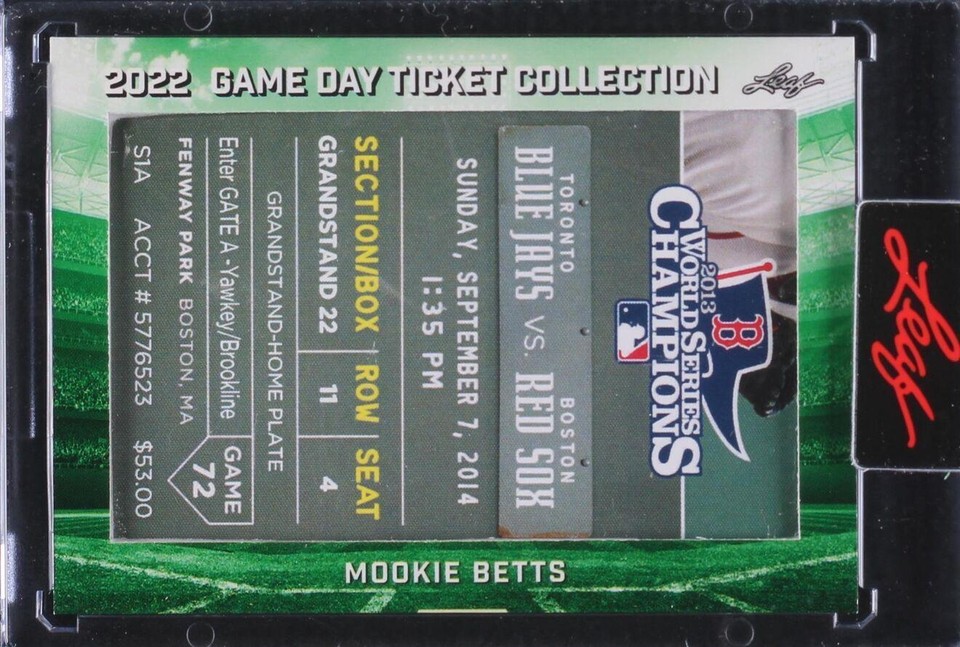 2022 Leaf Game Day Ticket Collection - Mookie Betts #TC-70 - 1 of 1