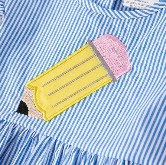 NEW Back to School Pencil Girls Boutique Blue Striped Dress - Image 3 of 4