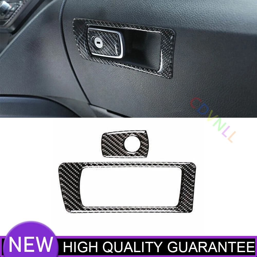 For BMW 3-4 Series 13-19 Real Carbon Fiber Passenger Storage Box Handle Trim 2*