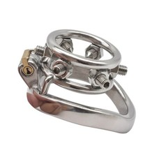 Stainless Steel Male Chastity Device Open Cage Men Metal Lock Belt Screws
