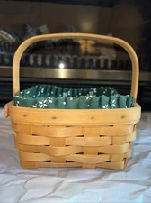 Longaberger Medium Berry Basket W/Classic Green Liner & Swing Handle