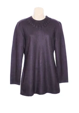 1980s Matsuda Mini Dress Dark Brown Wool Knit V Neck Leaf Design LSleeve Size S