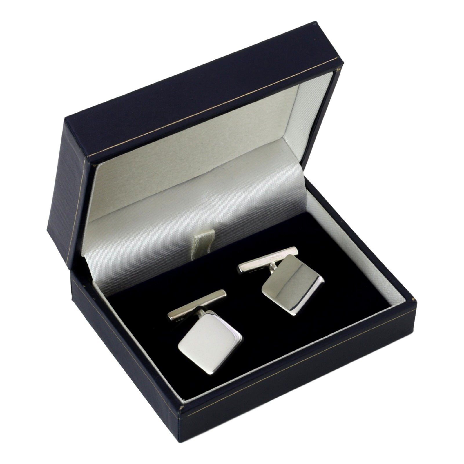 Pair Hallmarked Silver Cufflinks SQUARE Shape Lon… - image 1