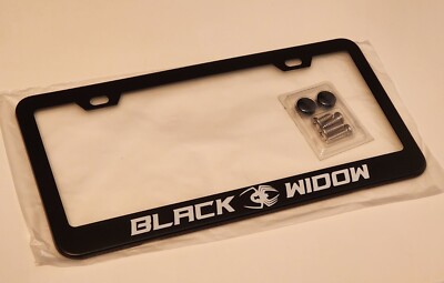 Black Widow Stainless Steel License Plate Frame – Glow In The Dark With Screws & Caps