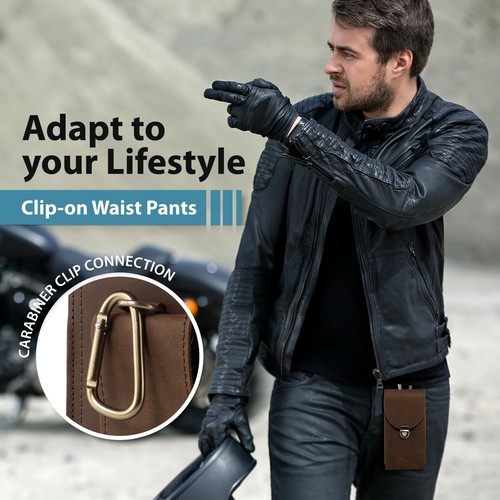 Genuine Leather Vertical Cell Phone Holster Fits for iPhone 15 Pro Max 14 Pro... - Picture 6 of 6