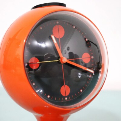 BLESSING Alarm Clock Vintage ORANGE & BLACK Mantel Pedestal Space