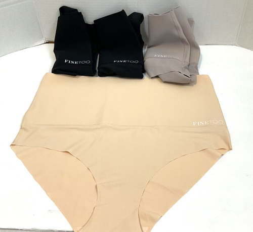 FINETOO High Waisted Thongs 4-Pack - Tummy Control Underwear For Women, No Show Comfort Fit