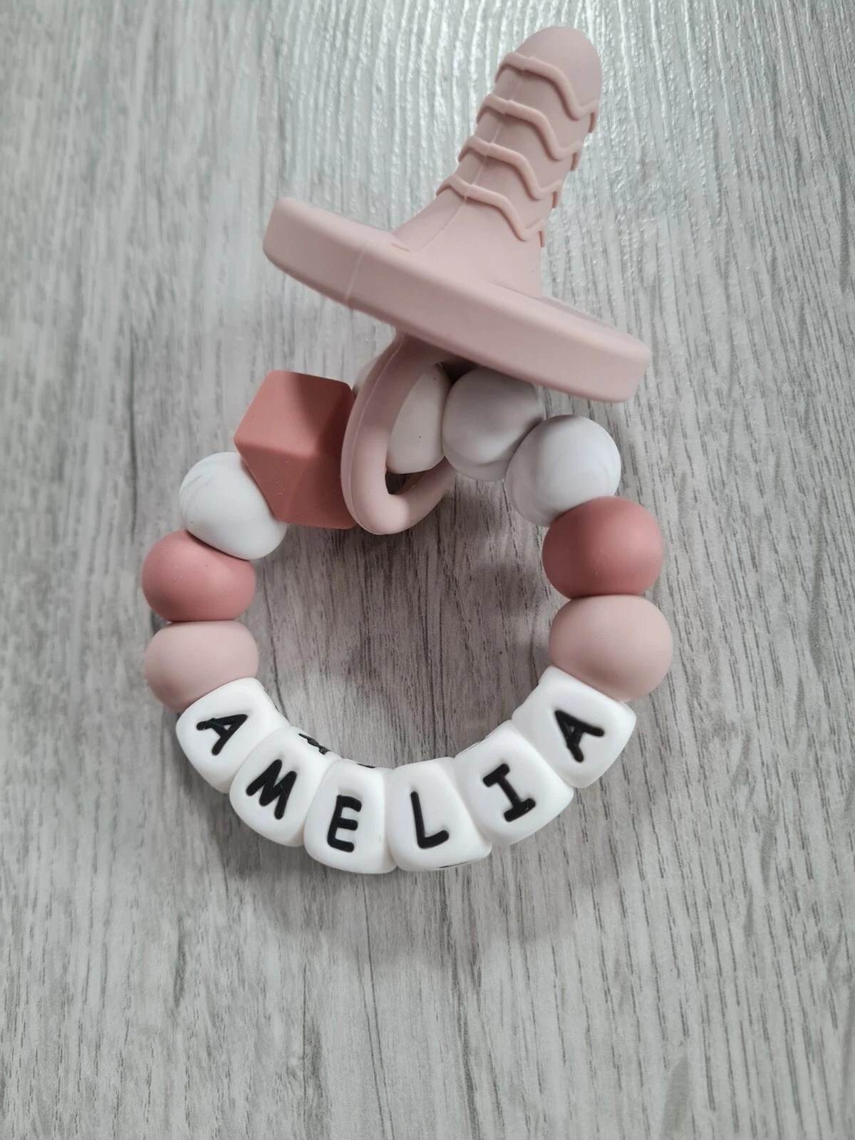 Silicone Personalised Dummy Teether Ring Bracelet Chewing Baby Girl Teething
Opens in a new window o