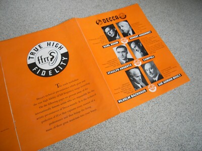DECCA FFSS VINTAGE BROCHURE 8XA4 FOLDOUT MISCHA ELMAN,CAMPOLI,BACKHAUS,ARGENTA