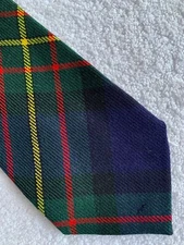 LOCHCARRON Necktie Maclaren Wool Blue Yellow Red Tartan Plaid Scotland 3.5 X 54”