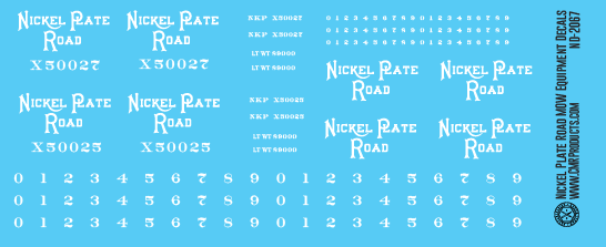 N Scale - Nickel Plate MOW Equipment Decals