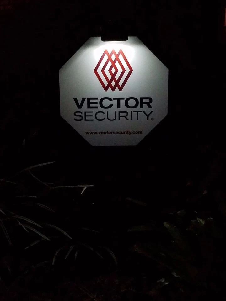 VECTOR SECURITY Yard Sign + 4 Door/Window Decals + Clip On Solar Light   **NEW** - Image 4 of 4