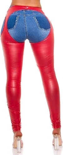 Damen Chaps Wetlook Overknee Stulpen Leggings mit Cut Outs Milax-Fashion - Bild 4 von 4