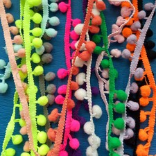 10mm Ball Pom Pom Bobble Trim Braid Fringe Ribbon Edging Craft Decoration