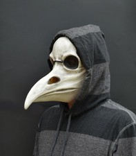 SteamPunk Plague Doctor Mask Halloween Bird Beak Raven Crow Latex Mask WHITE