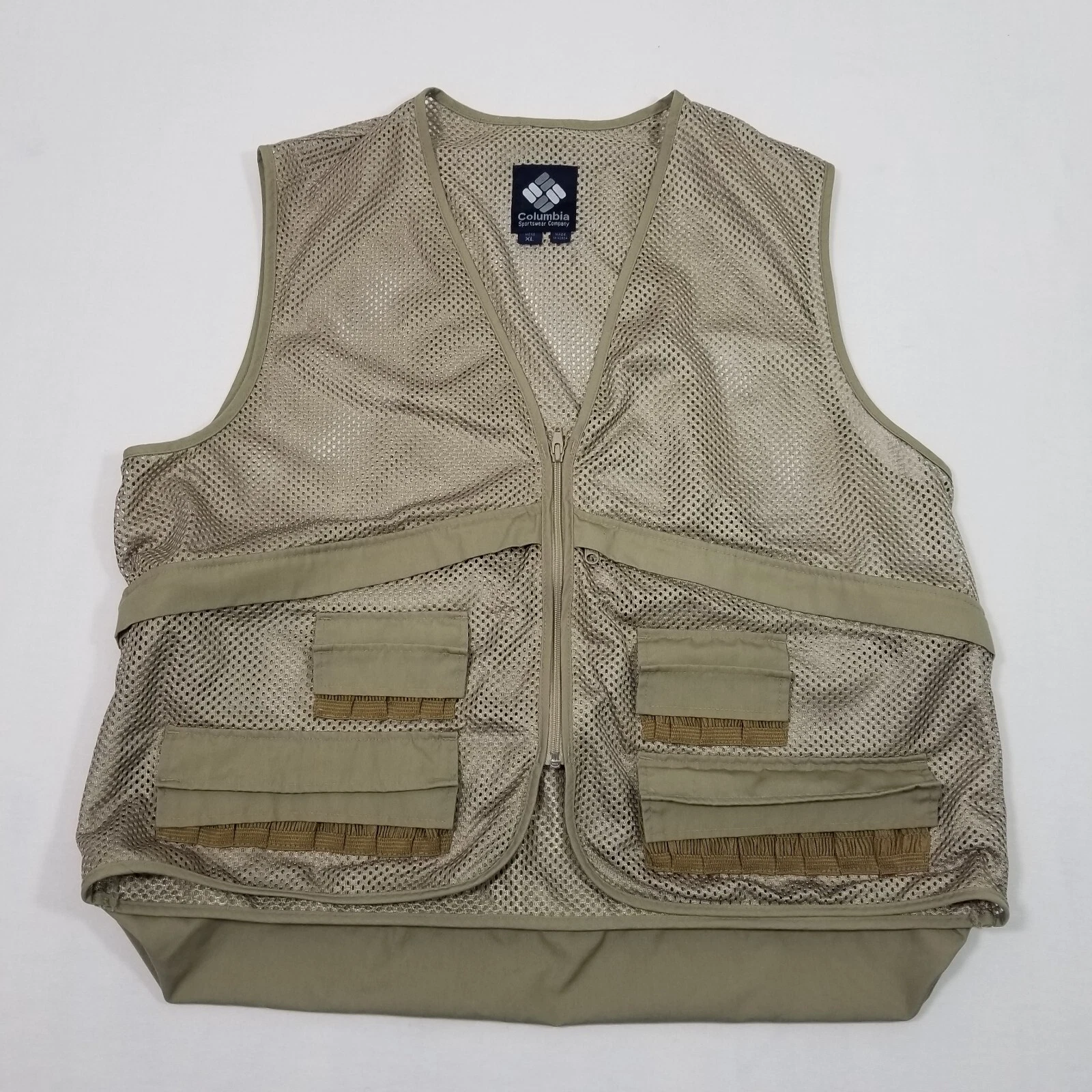 Vintage Columbia Vest Hunting Mens Size XL Brown Pockets.
