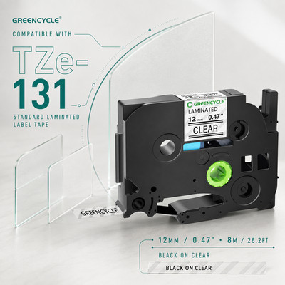 TZ-131 Laminated Label Tape for Brother PT-H110 PT-H100 0.47 Inch Clear 1Pack