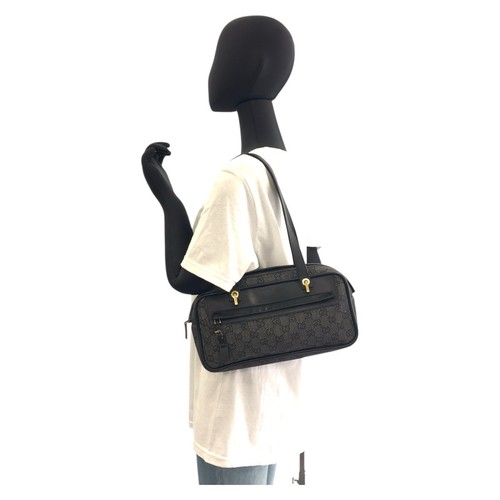 GUCCI 92729 Shoulder Bag Black Black Gold Hardware GG canvas/leather GG - Picture 6 of 10