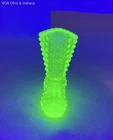 Fenton Hobnail Vaseline Uranium Glass Boot Figurine Opalescent Yellow 1980s
