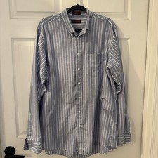 Vintage Chaps Ralph Lauren Button Down Shirt Mens Sz XL Blue White Striped
