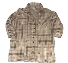 Cozy Co. By Crazy Casual Beige Plaid Oversized Button Up Women’s Size X-Large 1X