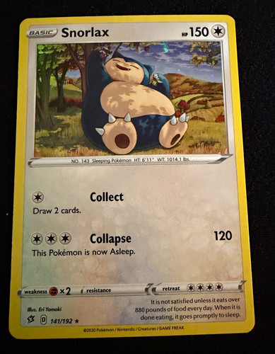 The Pokémon Company Pokémon TCG Snorlax 141/192 Rebel Clash Holo Rare ENG Basic