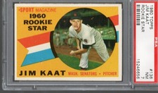 1960 Topps #136 Jim Kaat, Senators, Rookie, PSA 7