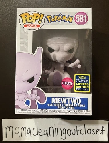 Funko Pop! Pokémon #581 Flocked Mewtwo 2020 SDCC Shared Exclusive