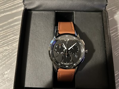 Movado Museum Sport Men's Black Pvd Stainless Steel Watch with Cognac Strap