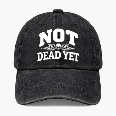 Not Dead Yet Hat Funny Retirement Gift Skull Dad Cap Vintage Washed Baseball Hat