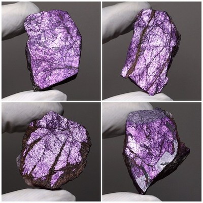 Violet Flames~ 4 PC Natural Purpurite Slabs Electric Flash Raw Mineral Specimens