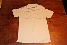 Boy Scouts of America BSA Men's Shirt Tan Small Plain Vented Poly Microfiber