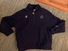 Vtg Dallas Cowboys NFL Pro Line Logo Athletic Pullover Fleece 90s 1/4 Zip Up XL