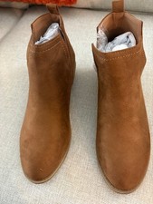 STIVALI ALLA CAVIGLIA JOURNEE COGNAC SCAMOSCIATI NUOVI CON SCATOLA TACCO 1,5" LEGNO 9,5