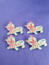 *4* Vtg 1960's 70's TIGER Green Red Hair Barrettes Retro Fairy Kai Look Boho *11