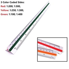 Color Coded 30cm Triangular Metric Scale Ruler for Technical Drawings