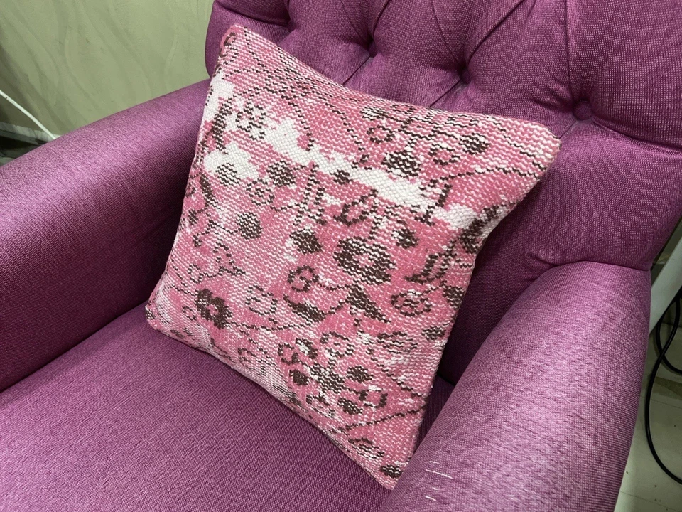 Vintage Rug Pillow Cover 16x16, Handmade Turkish Cushion Case, Home Decor Pillow - Image 4 of 4