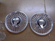 Wheel Covers Pair Customized Ford 14 Hubcaps Wire Wheel Spinners Used
