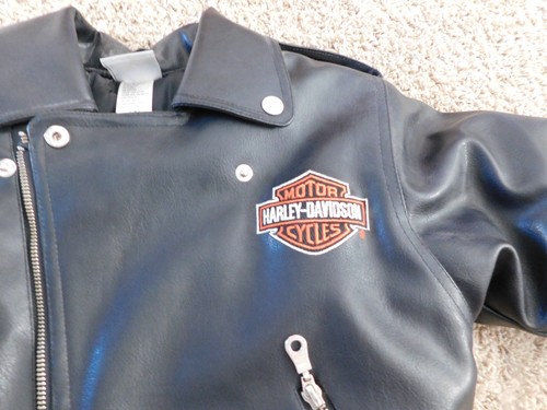 25-781 NWOT Childs size 7 Youth Harley Davidson Black Leather Jacket Coat Cycle - Picture 10 of 14