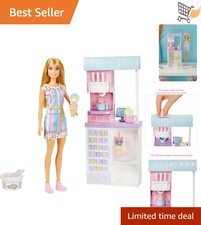Kids Ice Cream Shop Playset with Doll Dough Machine Accessories for Kids