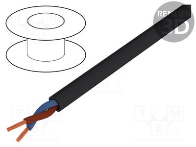 Line Cu rund PVC H05VV-F,OWY Leitungen 2x2,5mm2 schwarz