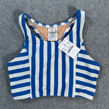 Crewcuts J.Crew Racerback Stripe Bikini Top Swimsuit Girls 10 CA520 New Blue