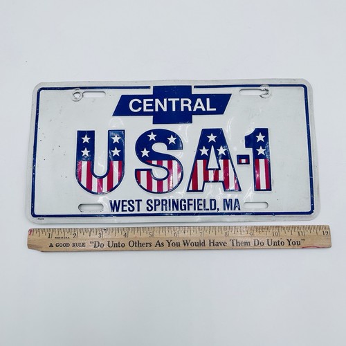 Vintage Central Chevrolet Dealer License Plate USA-1 Booster W Springfield Mass