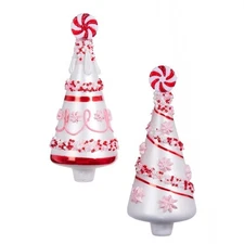 RAZ Imports 6" Beaded Peppermint Tree Ornaments Set/2 Christmas Glass 4352875