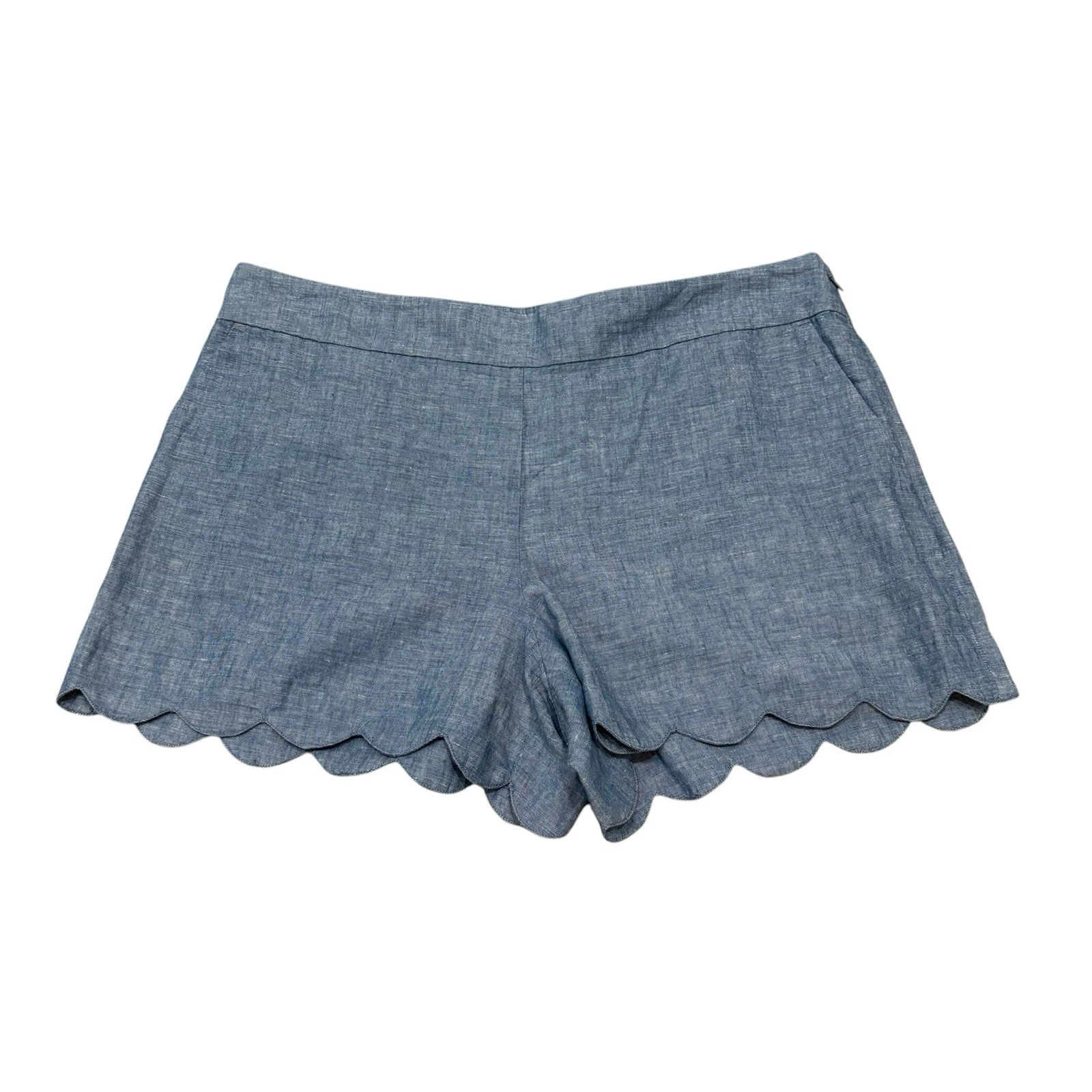 LOFT Blue Linen Blend Scalloped Riviera Shorts Size 12