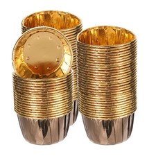 100Pcs Mini Metallic Foil Cupcake Liners for Baking Cupcake, Coffee/Gold