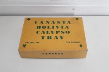 Vintage Taylor Press Tally-Ho Pinochle Playing Cards No 43 Walnut Plastic Tray